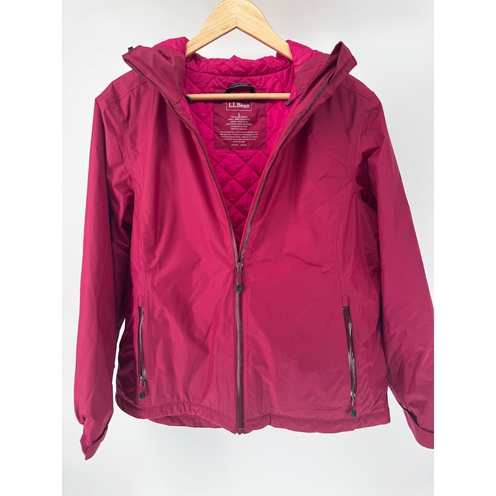 L.L.Bean Hooded Insulated Jacket Women Large Pink